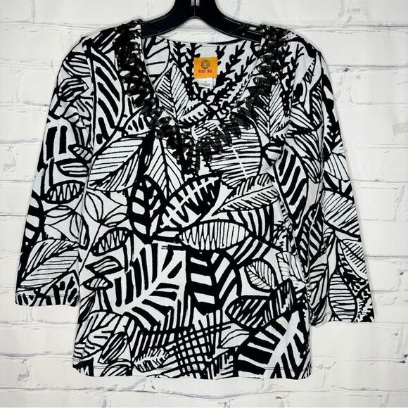 Ruby Rd. small black & white top - Picture 1 of 5